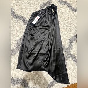 Kate Kasin Satin Black Draped One-Shoulder Dress/ Small Brand new with tags
